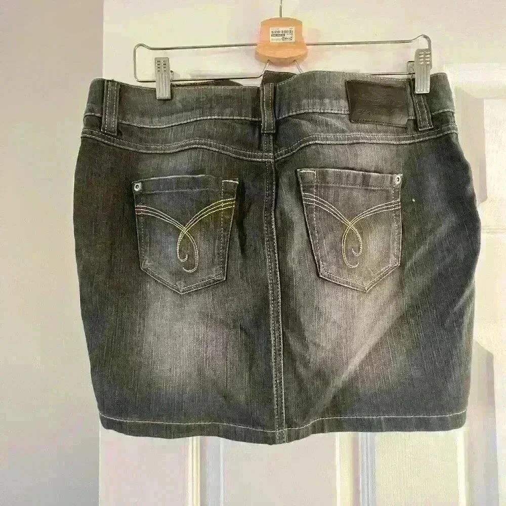 ESPRIT denim gray wash mini skirt.